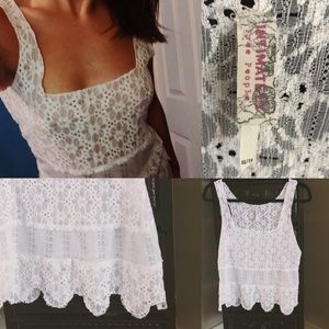Free People White Lace Tank